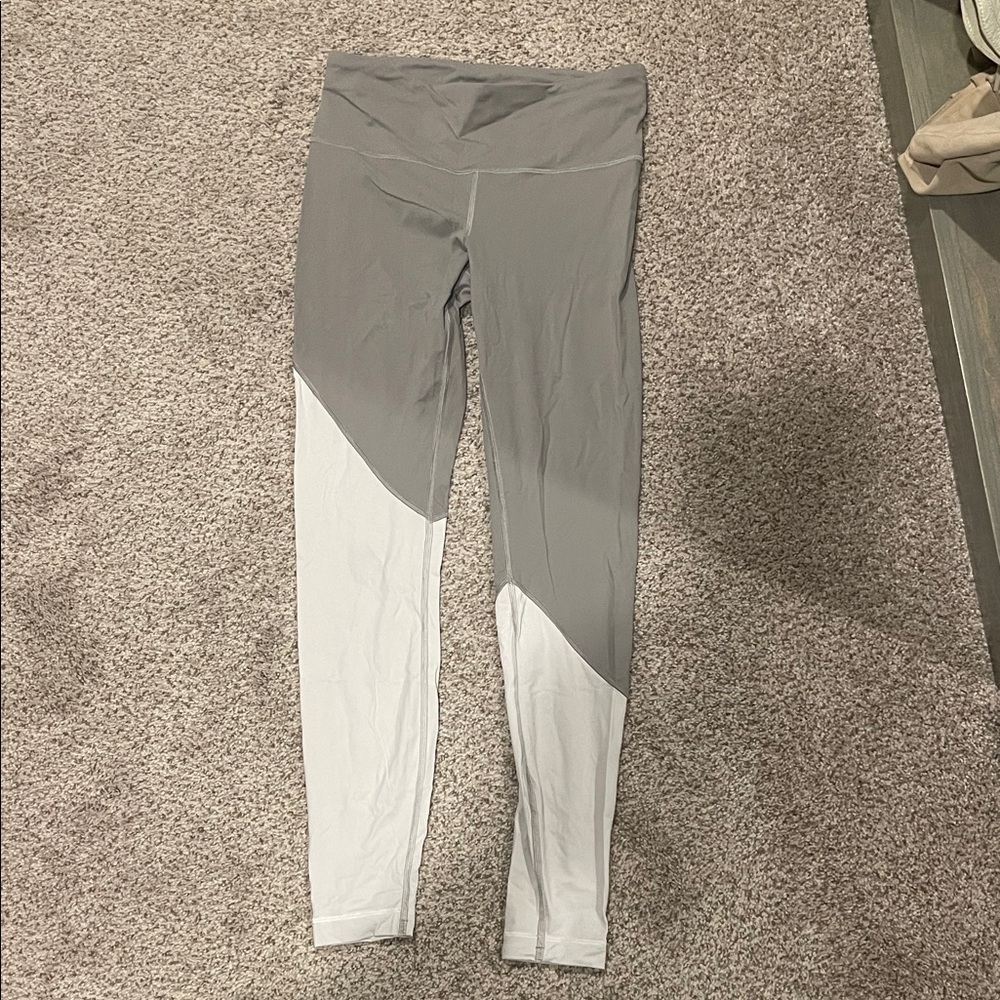 Lululemon gray and lavender colorblock leggings
